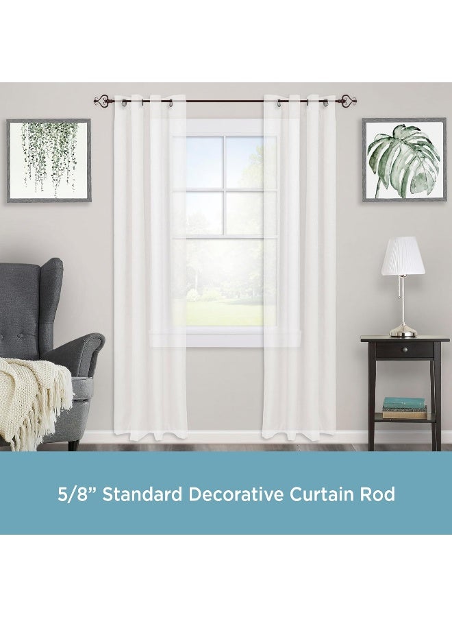 Kenney KN65406 Serena Large Plastic Heart Scroll End Standard Decorative Window Curtain Rod, 28-48" Adjustable Length, Chocolate Finish, 5/8" Diameter Steel Tube - Image 4