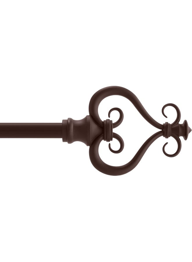 Kenney KN65406 Serena Large Plastic Heart Scroll End Standard Decorative Window Curtain Rod, 28-48" Adjustable Length, Chocolate Finish, 5/8" Diameter Steel Tube - Image 3