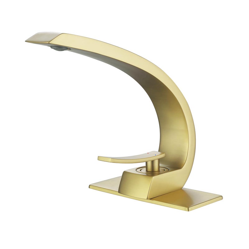 HMEGAO Bathroom Faucet Brushed GoldBathroom Sink Faucet for Sink 1 Hole or 3 Hole Mount Single Handle Basin Mixer with 6inch 10inch Deckplate