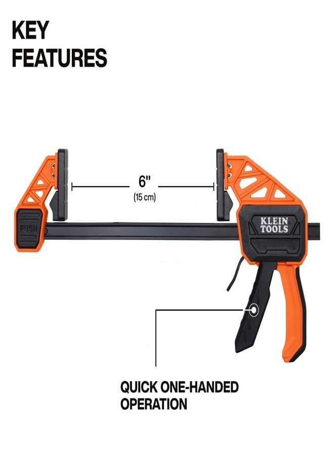 Klein Tools 47550 Speed-Klamp 6-Inch, Clamp/Spreader 2-Pack, 150-Pound Clamping Force, One-Handed-Operation for Woodworking and Metal Projects - Image 3