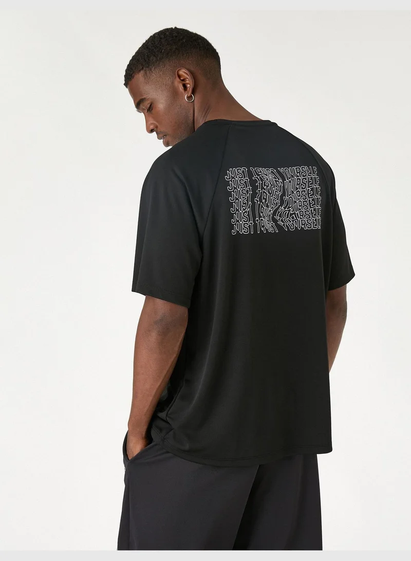 KOTON Slogan Printed T-Shirt Crew Neck