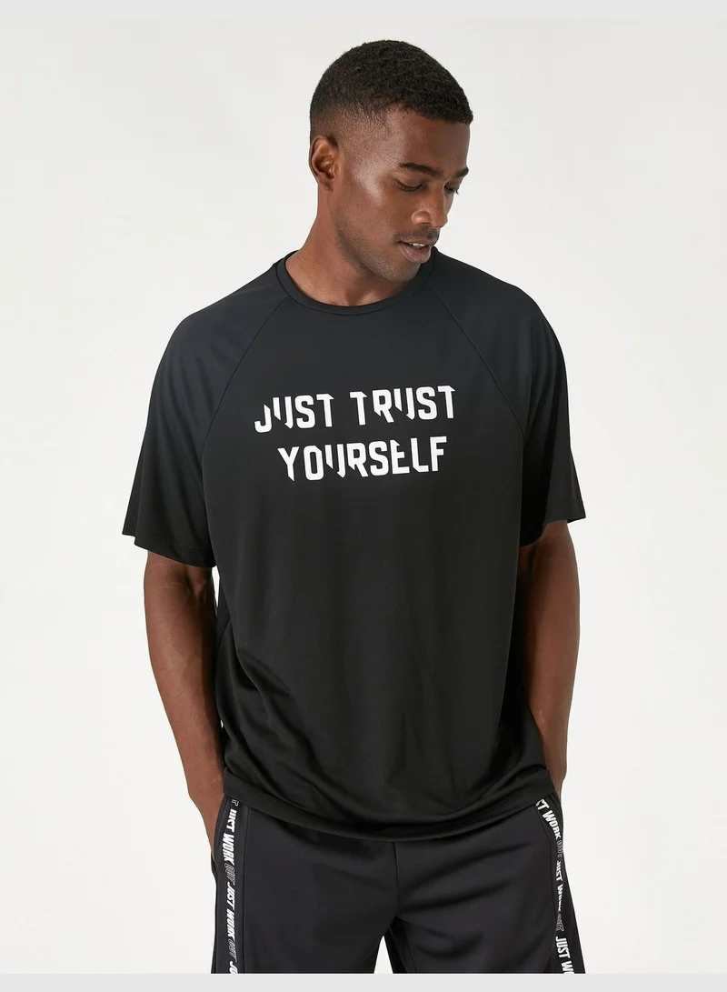 KOTON Slogan Printed T-Shirt Crew Neck