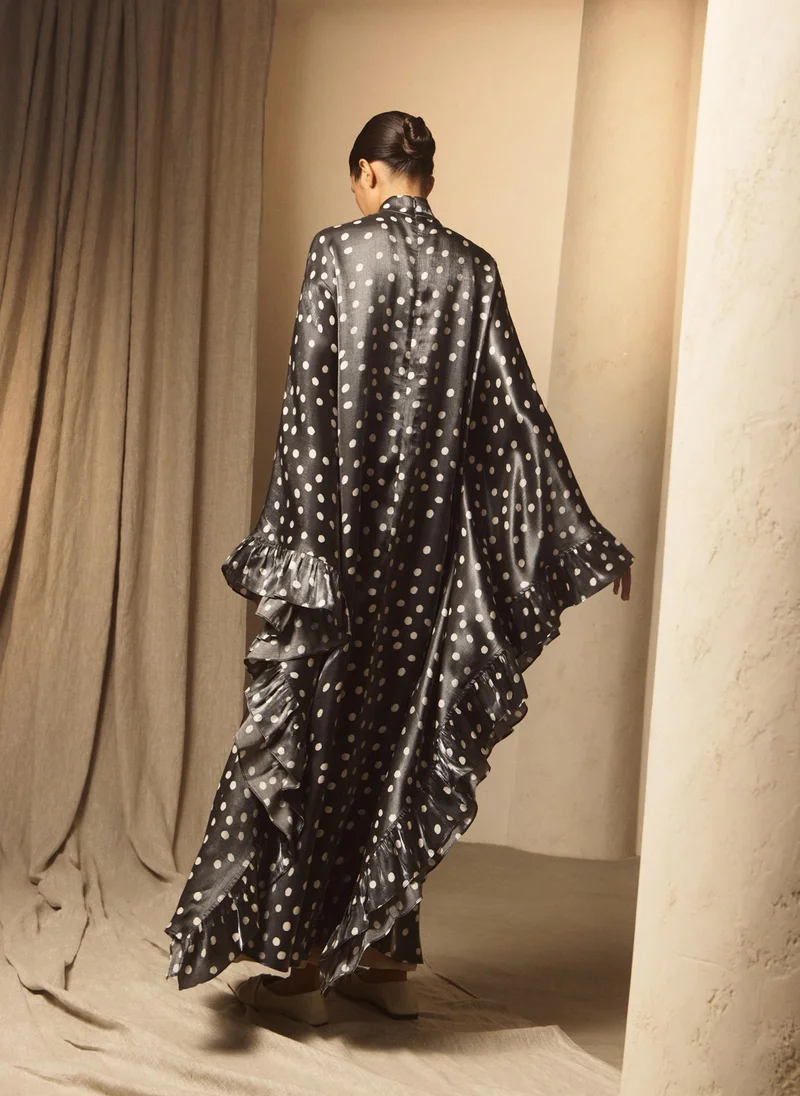 Lichi  Polka dot maxi dress with ruffles on the sleeves for Women | Best Price UAE