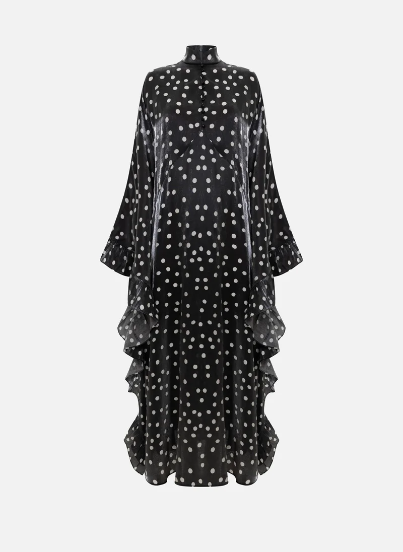 ليتشي فستان ماكسي منقط بأكمام مكشكشة