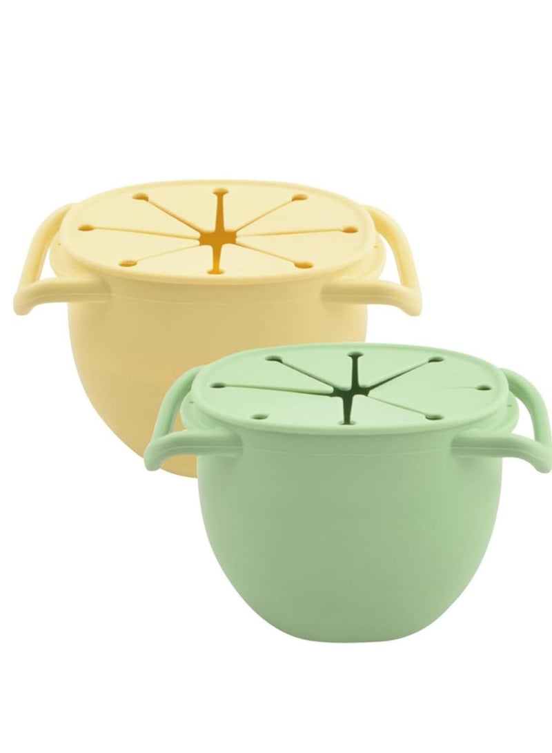 SOLARAE 2 Pack Silicone Baby Snack Cup with Lid Pots for Toddlers First Training Spill Proof Containers Fruits Vegetables and Nuts - Image 5