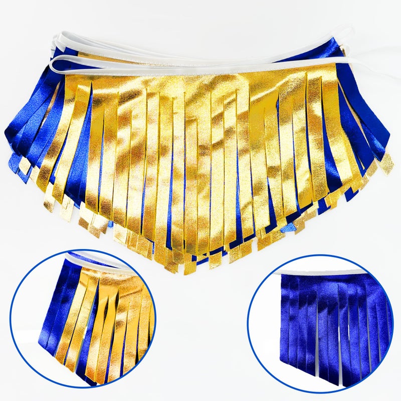 pinkblume Royal Blue Gold Tassel Banner Metallic Fabric Pennant Bunting Flag for Graduation Retirement Bachelorette Birthday Engagement Wedding Bridal Shower Nautical Ahoy Achor Party Decorations Supplies - Image 2