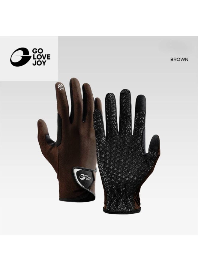 GO LOVE JOY Professional Equestrian Gloves - Made of nylon with silicone anti-slip design, thickened at the thumb web, touchscreen fingertips, suitable for horse riding and mountaineering. - Image 1