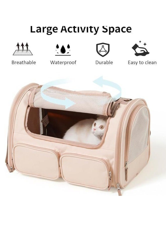 Pet bag out pet satchel dog cat fully breathable portable multi-pocket top open curtain pet bag (pink) - Image 4