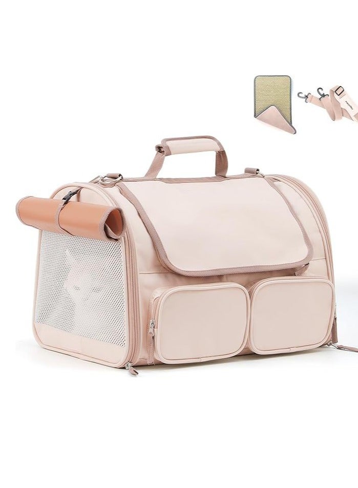 Pet bag out pet satchel dog cat fully breathable portable multi-pocket top open curtain pet bag (pink) - Image 1