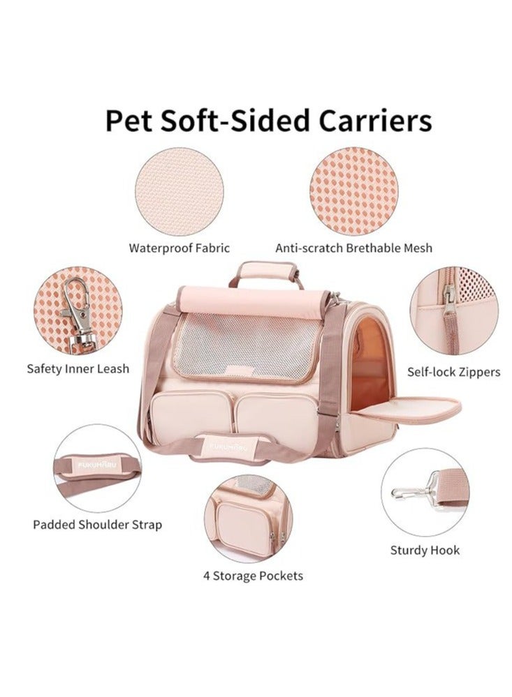 Pet bag out pet satchel dog cat fully breathable portable multi-pocket top open curtain pet bag (pink) - Image 2