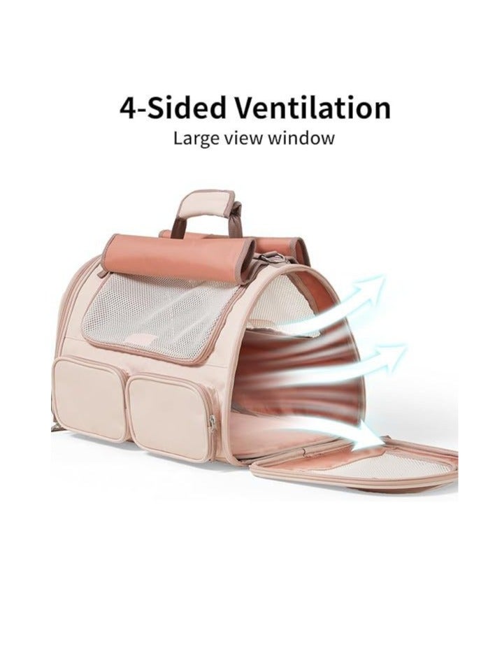 Pet bag out pet satchel dog cat fully breathable portable multi-pocket top open curtain pet bag (pink) - Image 5