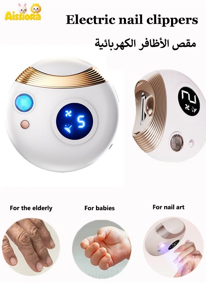آيسيورا قصاصة اظافر كهربائية مقصات أظافر كهربائية تلميع الأظافر أوتوماتيكيًا بالكامل مقص أظافر الأطفال مقص أظافر لكبار السن أداة أظافر ذكية مع الضوء الأرجواني منع الإصابة العرضية  - Image 1