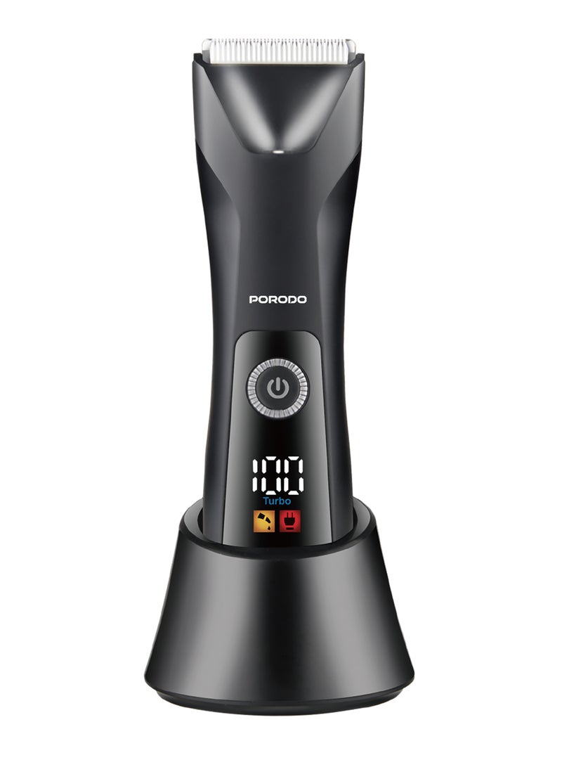 porodo Lifestyle Full-Body Grooming Kit for Beard, Hair and Body / Wet & Dry Shaving / Body Shaver with 1.5Hours Working Time / Trimmer with 600mAh Battery / Washable Body / 2/3/4mm and 6/7/8mm Combs - Black  - Image 1
