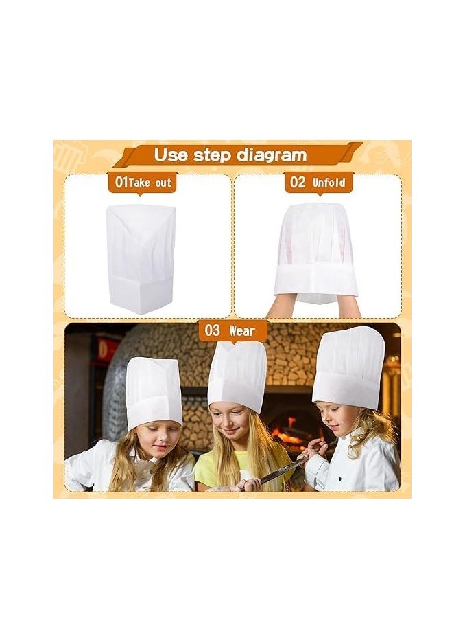 2 Pieces Chef Hats Non-Woven Paper Fiber for Adults and Kids