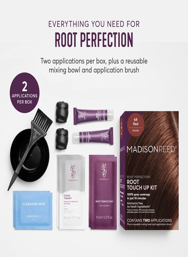 Madison Reed مديسون ريد لمسة جذر الكمال الدائمة، أحمر 6R بيزارو، 10 دقائق لتغطية 100% من الجذور الرمادية، صبغة شعر خالية من الأمونيا، تطبيقين - Image 2