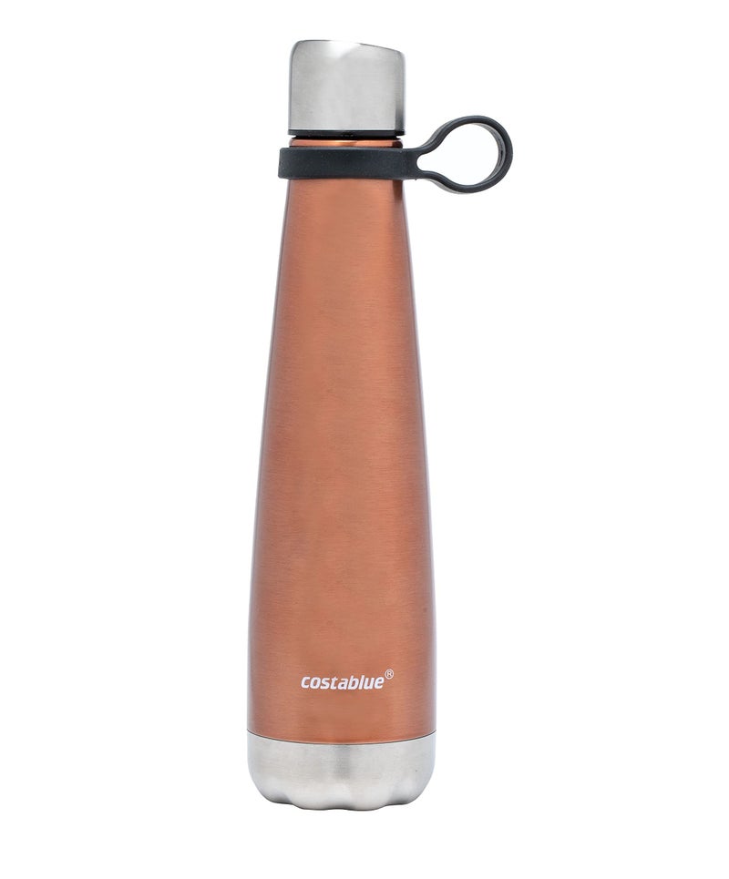 Costablue Insulated Water Bottle OnTheGo Refillable Stainless Steel Water Bottles For Adults Reusable Thermos Travel Tumbler With Leakproof Lid For Hot Cold Beverages 17Oz Copper Peach