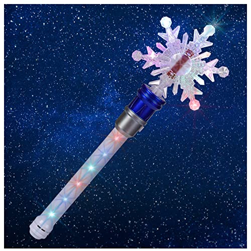 Fleeting Time Light Up Frozen Snowflake Wand Snowflake Spinning WandsMagic Wand Rotating Toy for Girls and Boys Magic Princess Sensory ToysChristmas Birthday Gift Blue - Image 1