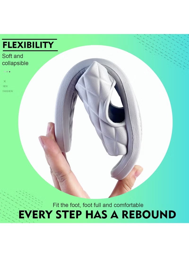 Bathroom Anti-slip Shower Indoor Soft Light Weight Flat Sandals Slippers for Indoor Outdoor Grey - Image 5