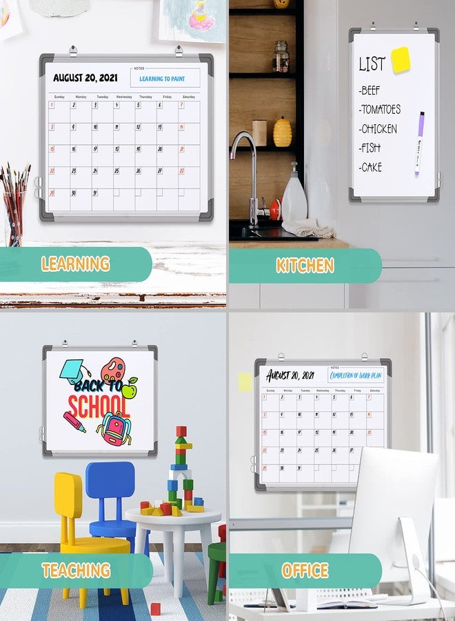 ABERLLS Monthly Calendar Whiteboard for Wall, 16x12 Inches Dry Erase Board, Small Magnetic White Board, Double-Sided Hanging Board for Office School Home Kitchen, Portable Board for Drawing Planning Memo - Image 3