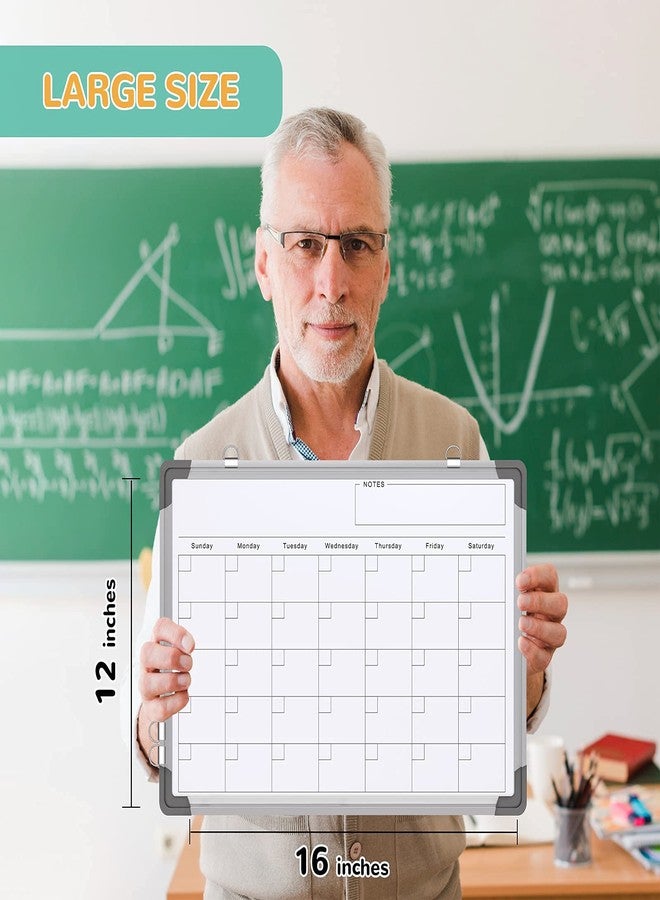 ABERLLS Monthly Calendar Whiteboard for Wall, 16x12 Inches Dry Erase Board, Small Magnetic White Board, Double-Sided Hanging Board for Office School Home Kitchen, Portable Board for Drawing Planning Memo - Image 5