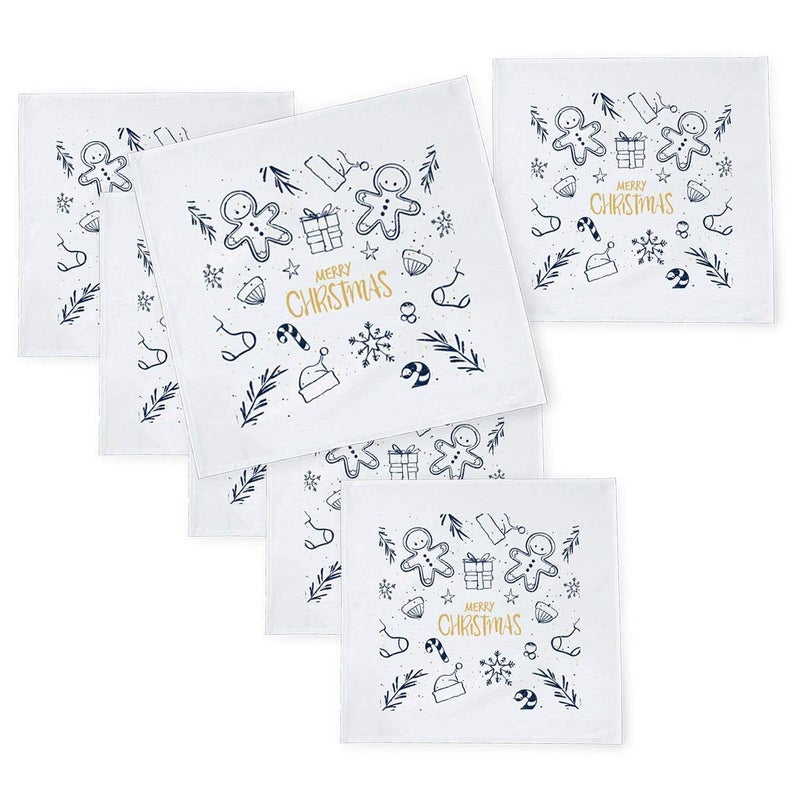 Khakee 6 Pcs Christmas Theme Tafta Silk Table Napkins 10x 10 for Xmas Decoration Christmas OrnamentsChristmas Gift npxmas58P - Image 1