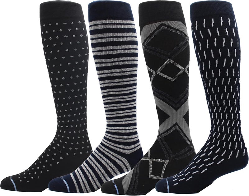 Dr Motion 4 Pairs Men's Athletic Traveler Graduated Compression Knee High Socks - Image 1