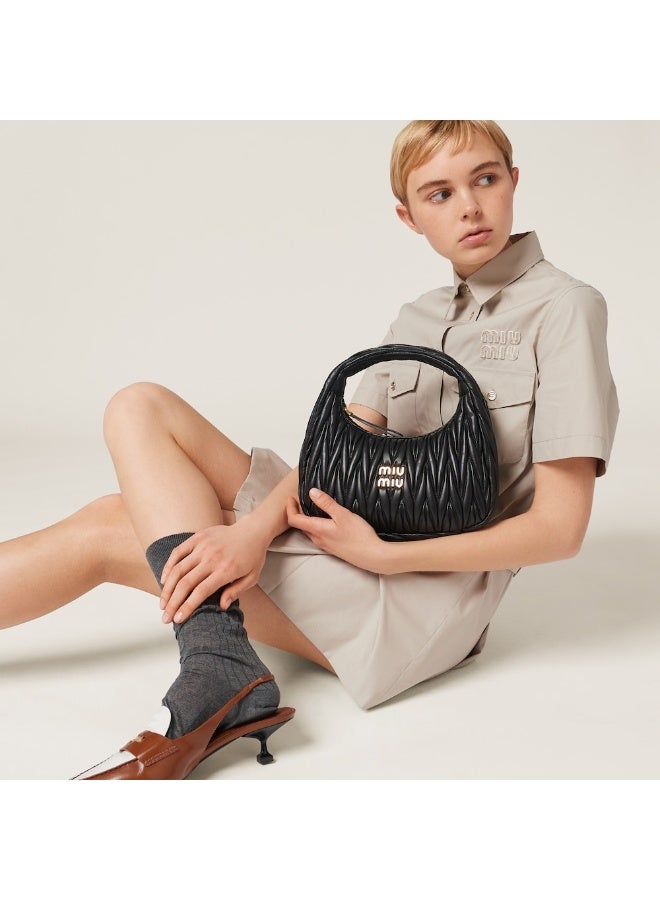 MIU Miu wander matelass é soft leather hobo underarm bag women's handbag (Black)  - Image 2