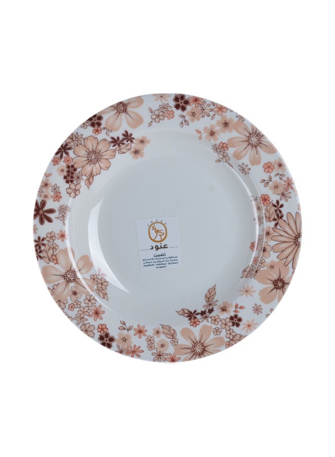 Anood 12-Piece Melamine Deep Dinner Plate Set 9 inch White/Floral - Image 2