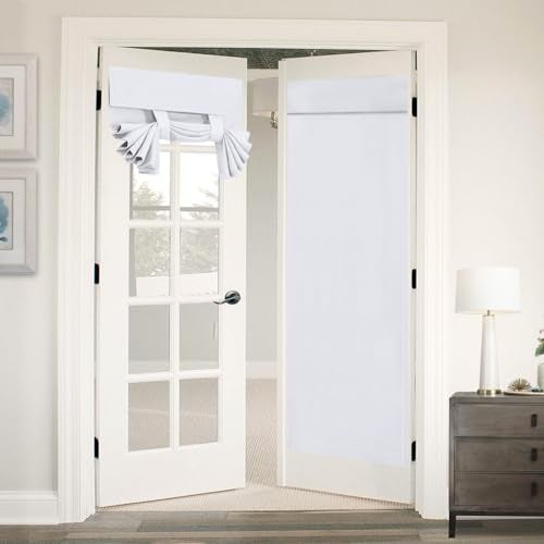 Flamingo P Room Darkening French Door Curtain for Tricia Window Door, Pure White Door Curtains, Thermal Insulated Energy Saving Curtain/Drape/Drapery, Single Panel, 26 x 68 Inches - Image 2