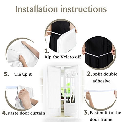Flamingo P Room Darkening French Door Curtain for Tricia Window Door, Pure White Door Curtains, Thermal Insulated Energy Saving Curtain/Drape/Drapery, Single Panel, 26 x 68 Inches - Image 3