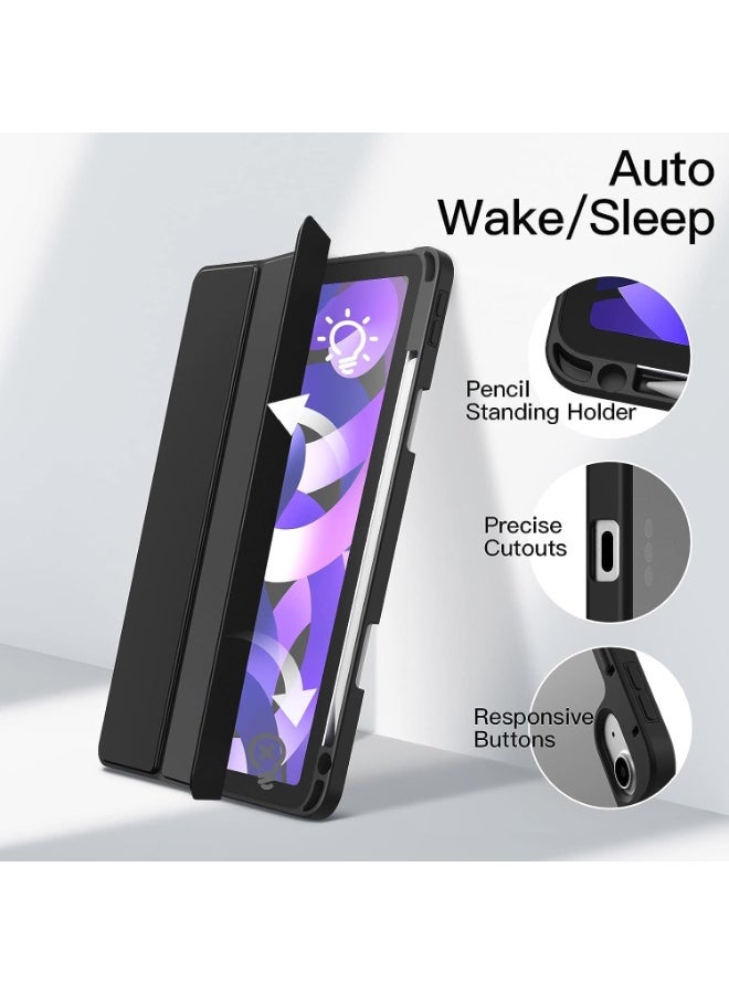 Case for  with Pen Holder, Shockproof Smart Case Cover with Transparent Back Shell Protective Case For iPad Air 11 Inch M2 2024/5th/4th Generation (2022/2020) 10.9 Inch (Black) - Image 3