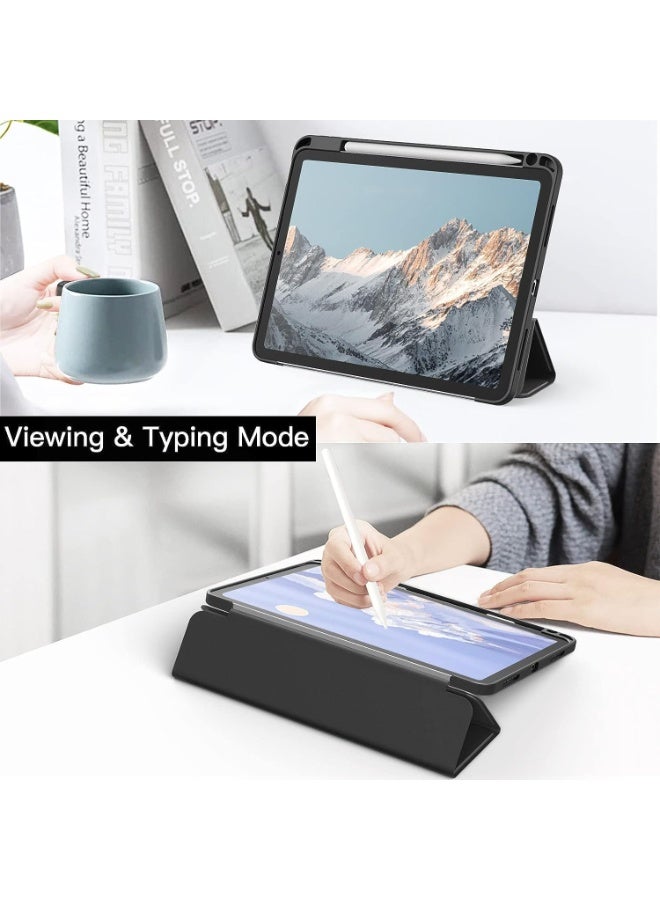 Case for  with Pen Holder, Shockproof Smart Case Cover with Transparent Back Shell Protective Case For iPad Air 11 Inch M2 2024/5th/4th Generation (2022/2020) 10.9 Inch (Black) - Image 2