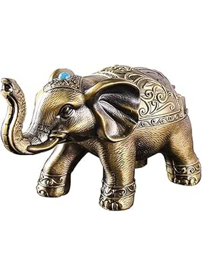 Vintage Metal Elephant Ashtray With Lid Windproof Alloy Indoor Outdoor Decorative Ornament - Image 1