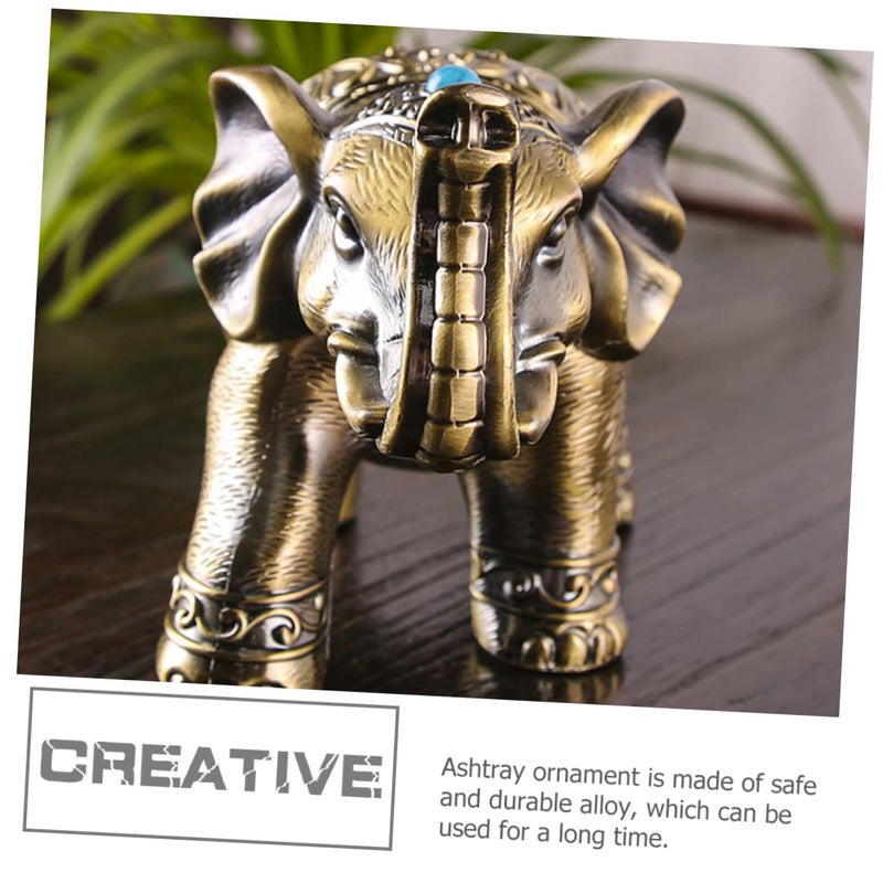 Vintage Metal Elephant Ashtray With Lid Windproof Alloy Indoor Outdoor Decorative Ornament - Image 5