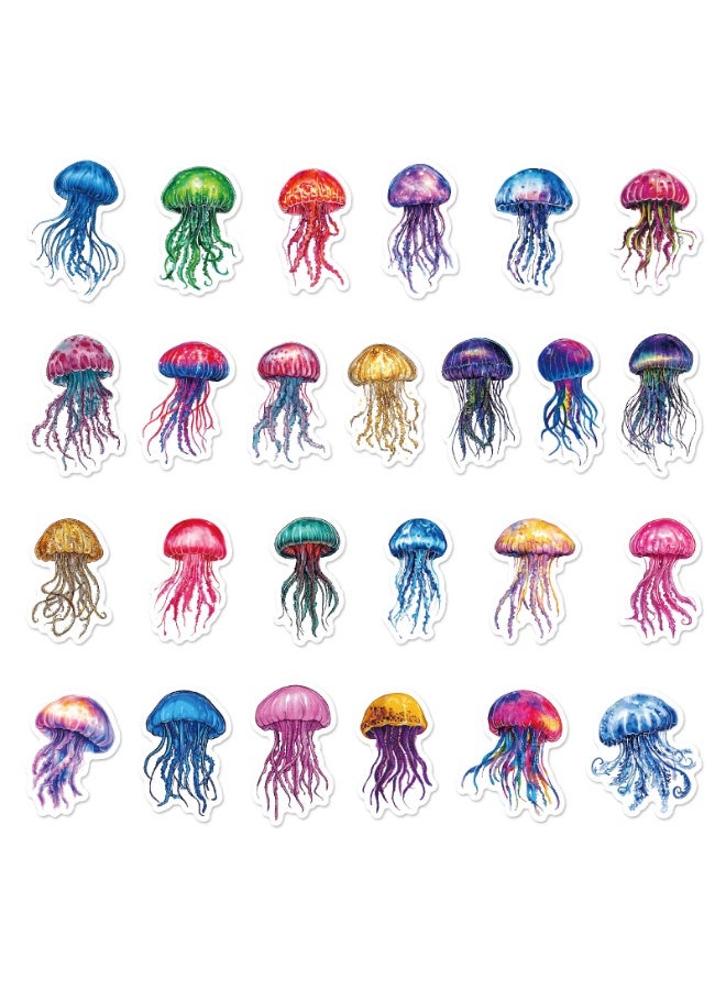 NIBEMINENT 60 Pcs Cartoon Colorful Jellyfish In Marine Animals Deco Kit Waterproof Stickers, High Definition Printing Bright Colors, Suitable for Laptop Skateboard Luggage Water Bottle Guitar DIY - Image 3