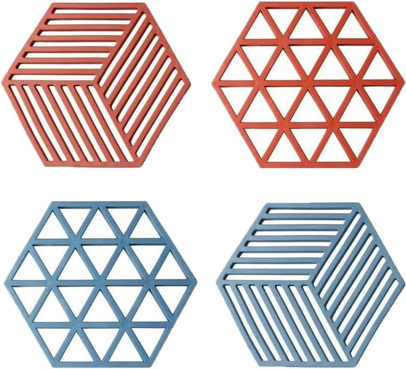 Potency Silicone Trivet Mats, Silicone Coasters Insulation Pad for Hot Pots, Pans, Dishes, Cups, Set of 4 (Mix Color & Pattern) - Image 1