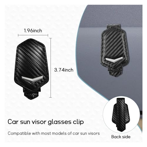 Dickno Sunglasses Holder for Car Sun Visor Magnetic Leather Glasses Hanger Mounted with Ticket Card Clip Universal Vehicle Interior Accessories for Different Size Eyeglasses Carbon Fiber - Image 3