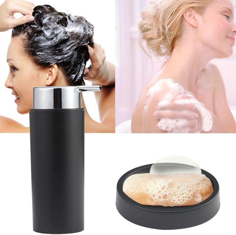 كلاراكو مجموعة إكسسوارات الحمام المكونة من 6 قطع، فرشاة المرحاض، سلة المهملات، طبق الصابون، حامل فرشاة الأسنان، موزع الصابون، كوب الشطف باللون الأسود، كما هو موضح - Image 2