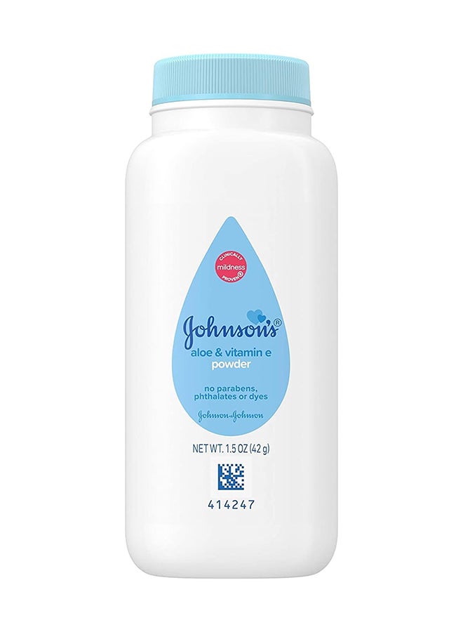 Johnson's Aloe Vitamin E Powder 1.5 oz Pack, Pure Cornstarch, - Image 1