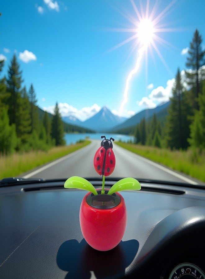 Jowxsx Red Solar Dancing Flower Car Dashboard Decorations - Funny Solar Powered Dancing Flower Pot Car Ornaments Flower Swinging Toy for Car Decor, Funny Gifts for Friends Solar Power Kits - Image 2