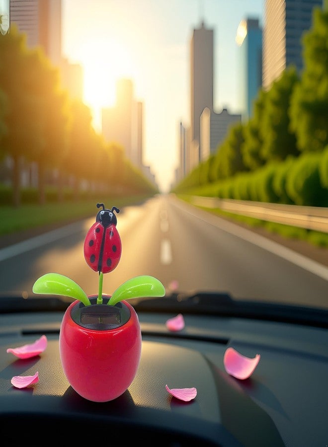 Jowxsx Red Solar Dancing Flower Car Dashboard Decorations - Funny Solar Powered Dancing Flower Pot Car Ornaments Flower Swinging Toy for Car Decor, Funny Gifts for Friends Solar Power Kits - Image 5