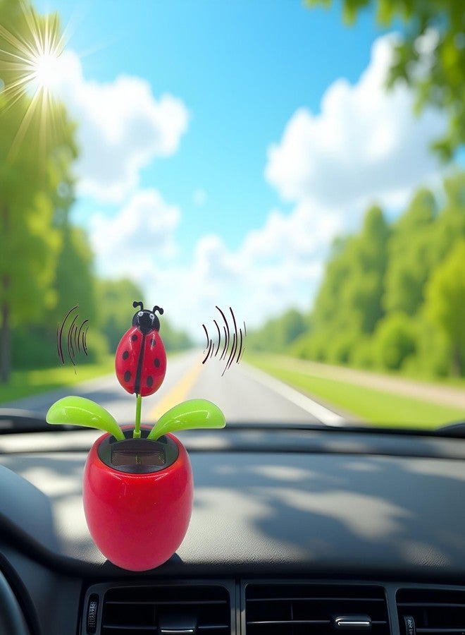 Jowxsx Red Solar Dancing Flower Car Dashboard Decorations - Funny Solar Powered Dancing Flower Pot Car Ornaments Flower Swinging Toy for Car Decor, Funny Gifts for Friends Solar Power Kits - Image 3