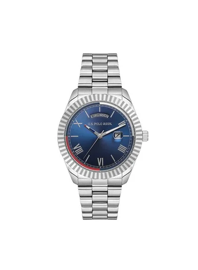 U.S. Polo Assn. Novelties Blue Dial Silver Stainless Steel Bracelet Analog Watch for Men 42mm