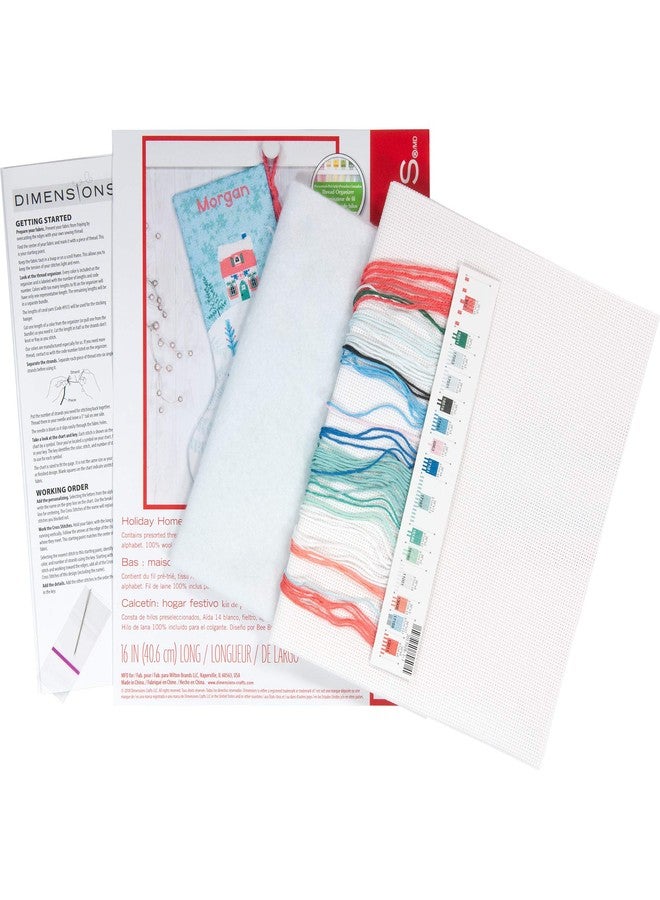 Dimensions Counted Cross Stitch 'Let It Snow' Personalized Christmas Stocking Kit, 14 Count White Aida Cloth, 16'' - Image 5