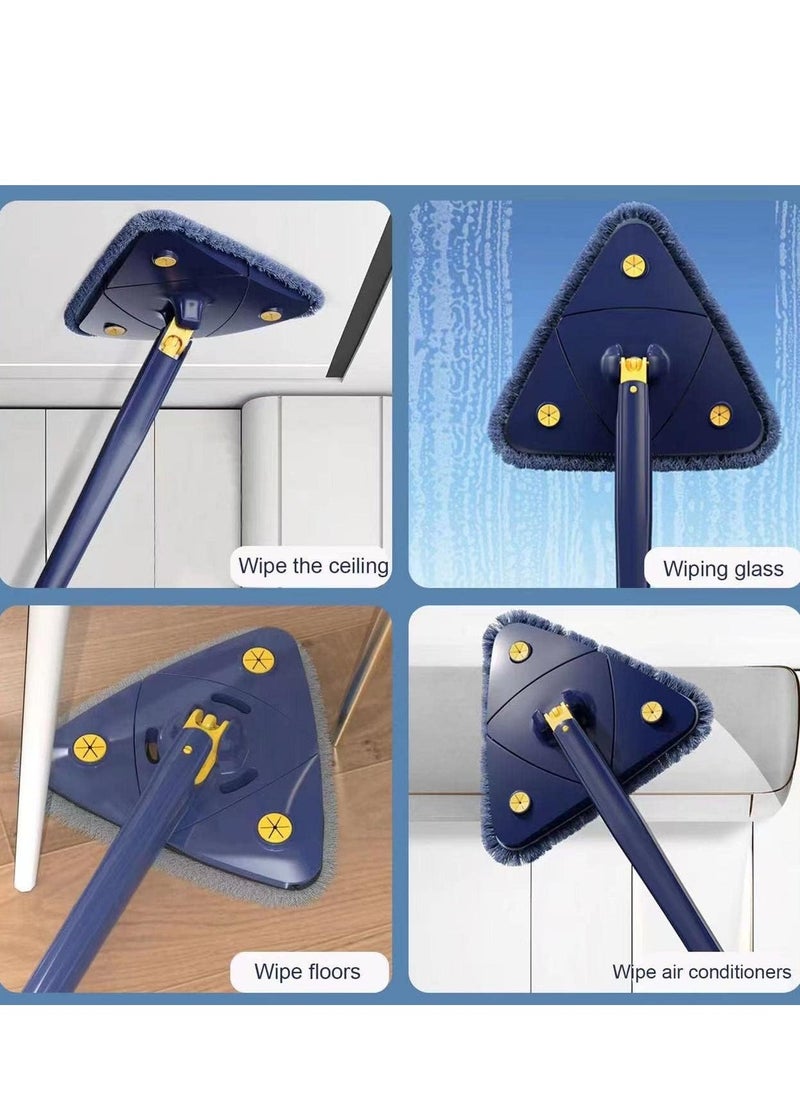 360° Rotatable Adjustable Cleaning Mop – 52.1'' Telescopic Triangular Mop with Automatic Water Squeezing Function