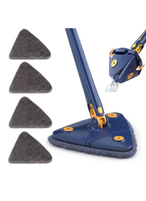 360° Rotatable Adjustable Cleaning Mop – 52.1'' Telescopic Triangular Mop with Automatic Water Squeezing Function