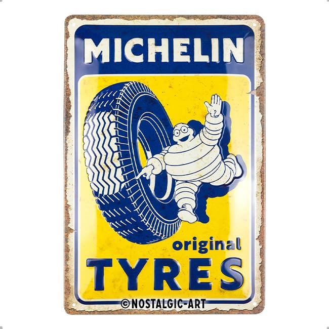 Nostalgic Art Nostalgic-Art Retro Tin Sign, 20 x 30 cm, Michelin - Original Tyres - Gift Idea for Motor Fans, Original Licensed Product (OLP), Made of Metal, Vintage Design, Tin Signs Sayings, Tyre Decoration - Image 1