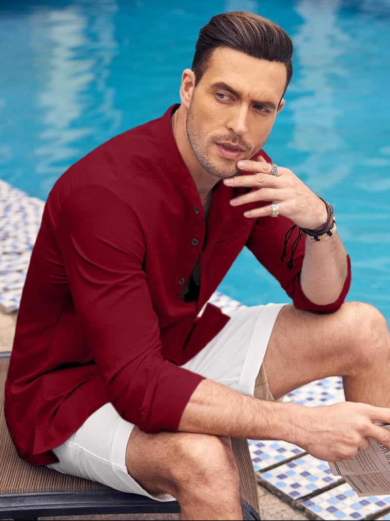 Bellstone Men's Solid Cotton Shirt | Casual | Plain | Full Sleeve | Summer-Regular Fit| Men Stylish Shirt | Everyday Formal Wear |Soft Breathable Fabric | Everyday Smart Casual Wear - Image 3
