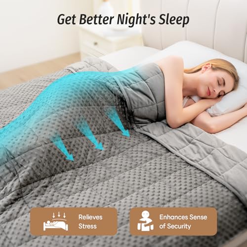 Wemore Minky Dot Weighted Blanket Twin Size 15 lbs (60"x80"), Soft Cozy Heavy Blanket for Stress Relief & Better Sleep, Breathable All-Season Glass Beads Blanket for Adults, Grey - Image 4