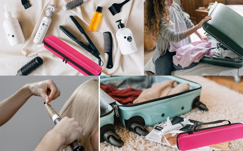 ZbFwmx Travel Case for Hair Straightening Irons Curling Iron Travel Straightener Case Hair Styler Flat Iron Storage Carrying Pouch Bag(Only Case, Pink) - Image 5